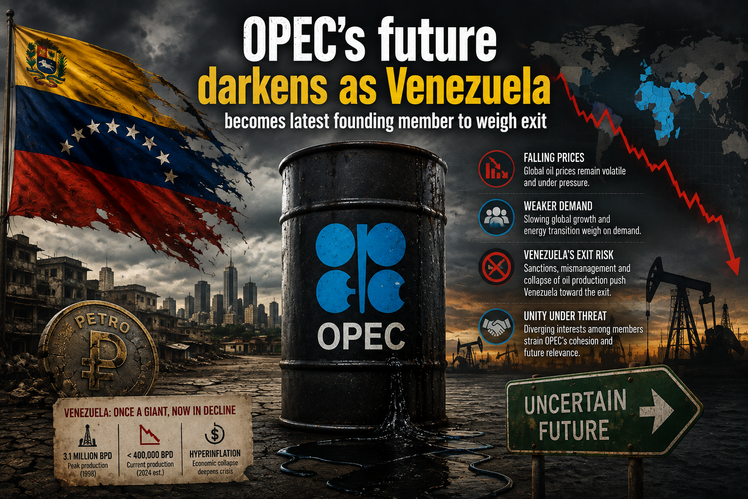 OPEC's Future Darkens as Venezuela Becomes Latest Founding Member to Weigh Exit
