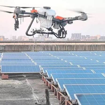 A Chinese Solar Panel Cleaning Drone Demo Went Viral for the Best Possible Reason: It Washed a Dog