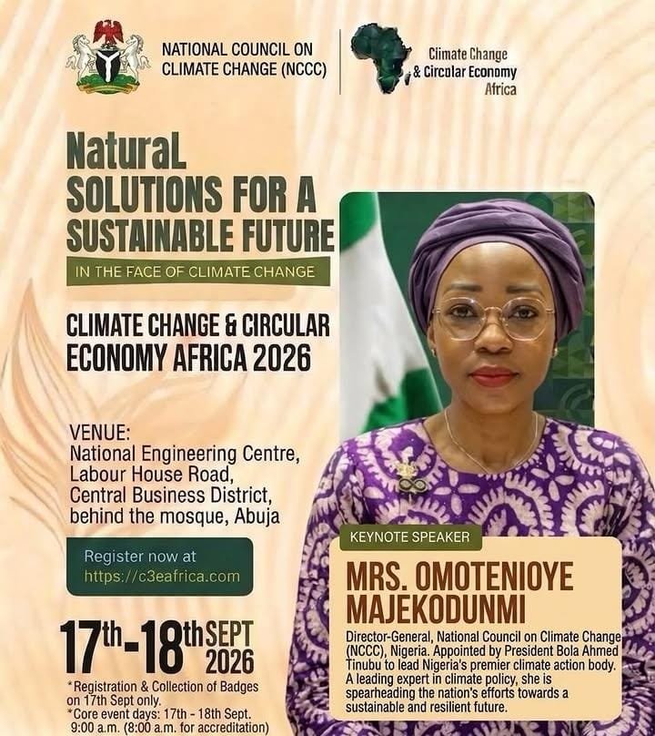 Mrs. Omotenioye Majekodunmi CCCE Africa 2026 Natural Solutions for a Sustainable Future