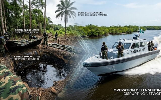 Nigerian Navy Recovers 80,000 Litres of Suspected Stolen Crude in Two Delta State Raids